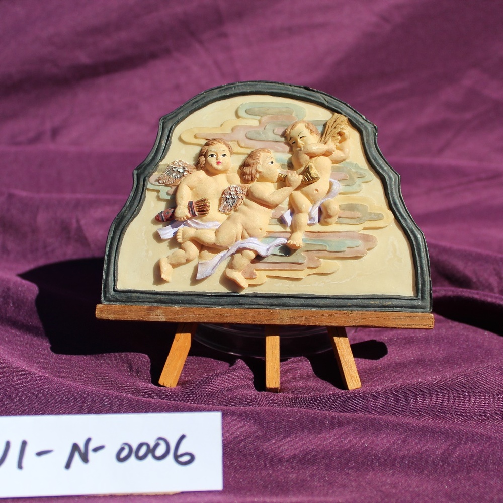 Angels plaque with wood stand